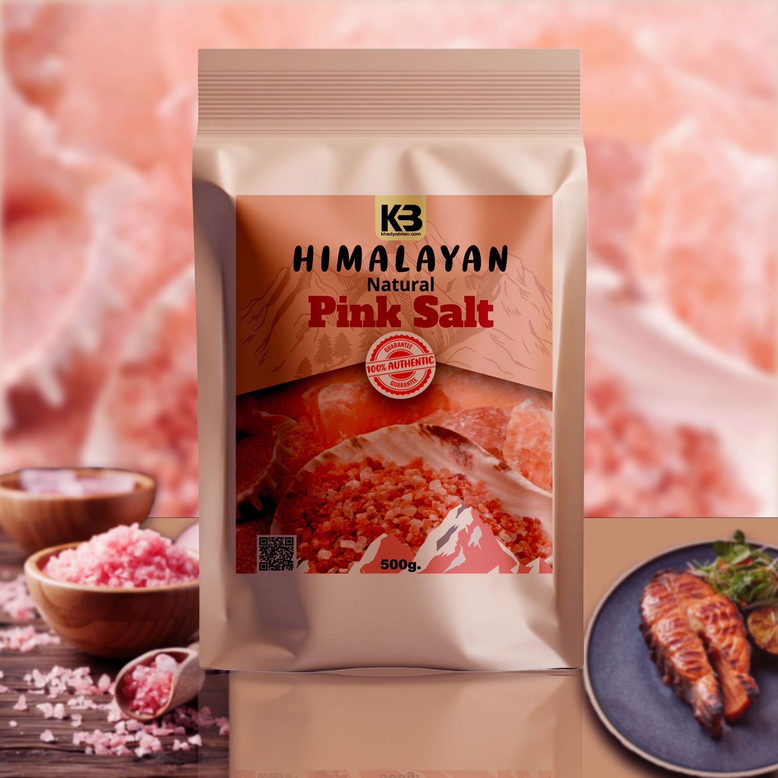 Natural Himalayan pink salt 1kg (Bag)
