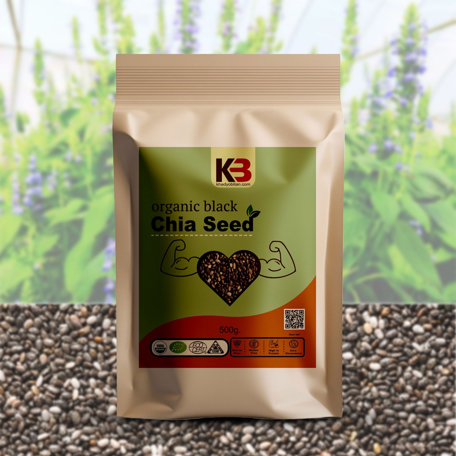 Organic black chia seeds   1kg